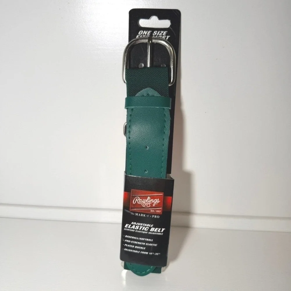 NEW Mens Rawlings Adjustable Elastic Baseball Softball‎ Belt Green 18-36 Inch